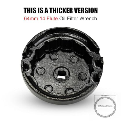 3mirrors Oil Filter Wrench Oil Filter Removal Tool Compatible with Toyota Lexus Scion RAV4 Camry Tundra Highlander Sienna Prius 2.5-5.7L Engine with 64mm Cartridge Style Oil Filter System