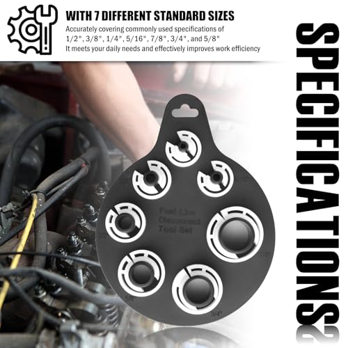 1/4" - 7/8" Fuel Line Disconnect Tool Set with 7 Standard Sizes,Plastic Air Conditioning and Fuel Line Removal Tool,Multifunctional Quick Disconnect Tools for Auto AC/Gas