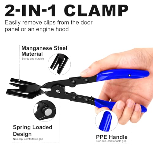 3 PCS Clip Removal Tool,Clip Pliers Fastener Remover,Car Trim Rivet Removal Pry Tool for Automotive Door Panel,Upholstery,Dashboard Blue - color: blue