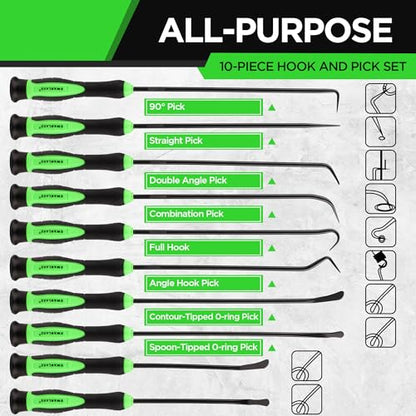 SWANLAKE 10-Piece Hook and Pick Set, Automotive Pick Tool Set for Car Auto Oil Seal/O-Ring Seal, Gasket Hook, Puller Remover Tools