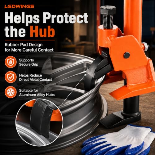 Manual Tire Bead Breaker Tool, Professional Heavy Duty Hand Held Tire Changer with Rubber Pad Protector for ATV, Tractor, Lawn Mower, Truck & Car Tires (Orange)