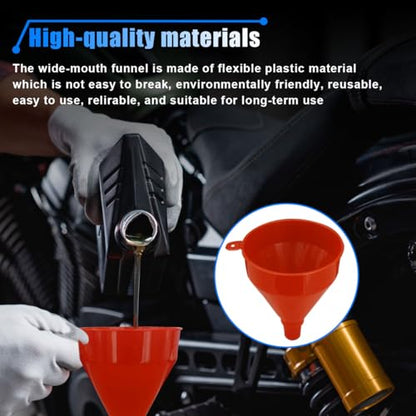 6PCS Car Funnel Set, Flexible Wide Mouth Oil Funnel, Plastic Long Neck Oil Funnels, Car Funnel Accessories for Water Engine Oil Gasoline Coolant, Right Angle Fuel Funnel with Removable Nozzle & Filter