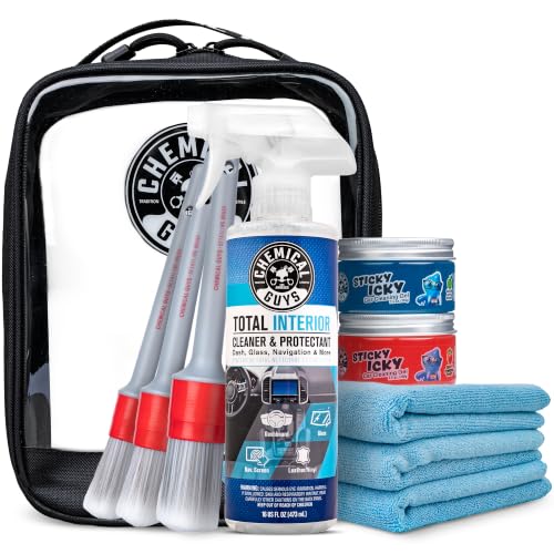 Chemical Guys, 10-Piece Interior Cleaning Kit, Cleaner, Brushes, Gel & Bag | Reaches vents, seams and screens most sprays miss, a complete set to detail every surface, and a solid gift - style: KIT + BAG