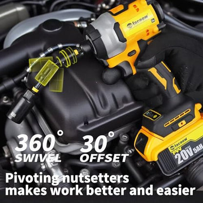 Facoow Magnetic Nut Driver Set 55PCS, SAE&Metric Impact Nut Driver Set with Socket Adapters, Deep Nut Drivers, Power Bit, Wing Nut Driver, Quick Release Extension, Poviting Nutsetter, Storage Box