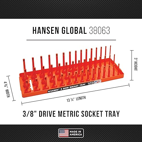 HANSEN 3 Row Socket Holder, Orange, Pack of 6 (92015) - color: Orange