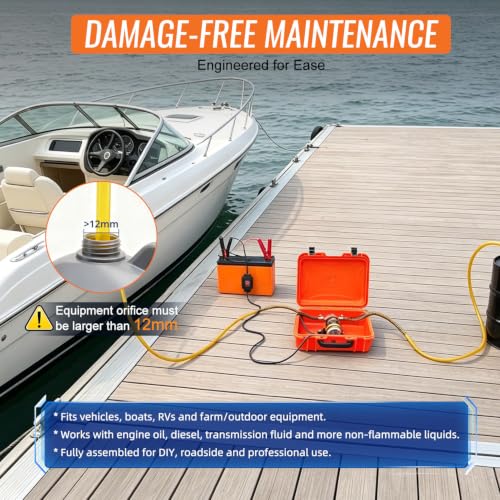 12/24V 100W Electric Oil Change Extractor Pump, Fluid Transfer Pump for Boats, Trucks, Cars, RVs, Lawnmowers | Multi-fluid transfer - color: Orange-B
