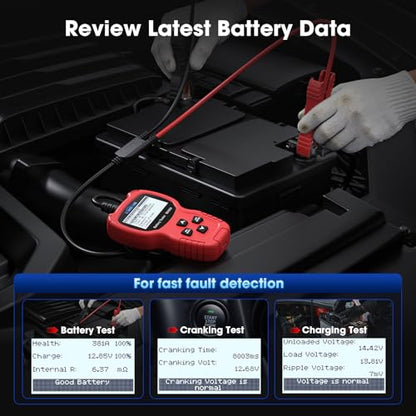 MA500 Car Battery Tester, 9V - 30V Digital Automotive Alternator Meter Diagnostic Tool 100-2000 CCA Load Capacity Auto Charging & Cranking Analyzer for Car Truck Motorcycle Boat RV ATV Yacht