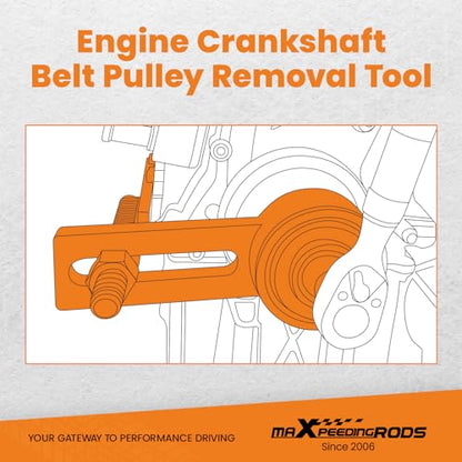 maXpeedingrods 303-1611 Engine Crankshaft Belt Pulley Removal Tool, for Ford 1.0 & 2.0 ECOBOOST Duratec Engines, with 21mm/24mm Center Socket, 1:5 Torque Multiplier