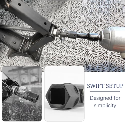 Car Scissor Jack Adapter Driven by 1/2" Impact Drills/Ratchet or Impact 13/16" Lug Wrench,Labor-Saving Car Scissor Jacks Drill Adapter for Scissors Jack,Sturdy Cars Jacks Adapters