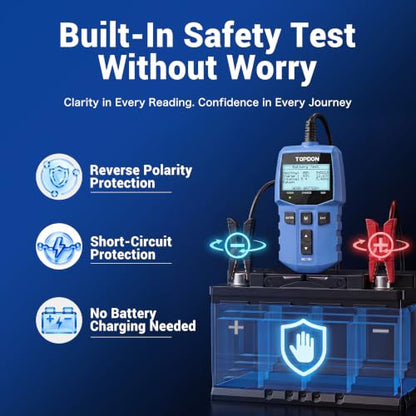 TOPDON Car Battery Tester 12V Automotive, BC100 Alternator Diagnostic Tool | 100-2000 CCA Load Tester,2026 New 3 in 1 Charging & Cranking Analyzer for Car Truck Motorcycle ATV SUV Boat Yacht and More