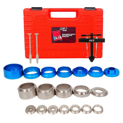 SGT Crank Bearing Camshaft Seal Installer and Remover Set,22pcs Crank Bearing Camshaft Seal,Crankshaft Camshaft Oil Seal Puller Tool Kit,Crankshaft Seal Kit for Automotive Engine Repair - color: Red