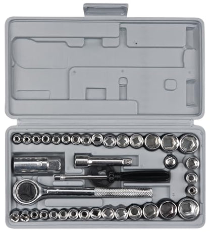 Performance Tool W1173 SAE/Metric 40-Piece SAE and Metric Socket Set, 1/4-Inch & 3/8-Inch Drive - size: 40-Piece (Pack of 1), style: Socket Set