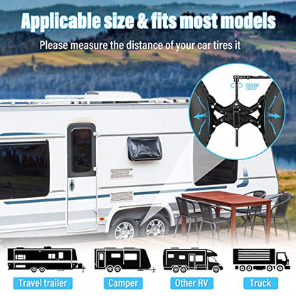 Nilight Wheel Chock Stabilizer, 2PCS X-Chocks Wheel Stabilizer for Travel Trailers, Fits 3" to 10" Wheel Gaps, Heavy Duty RV Scissor Tire Locking Chocks for Campers Travel Trailers Trucks