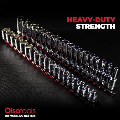 Olsa Tools Metric Shallow Socket Set - 3/8-Inch Drive, 19pc - 6-Point Chrome Sockets from 6mm–24mm and No Skipped Sizes - Mechanic Shallow Metric Socket Set - Professional Grade Sockets - Part: 1328 - color: Metric Shallow, size: 19pc, 3/8-Inch Drive