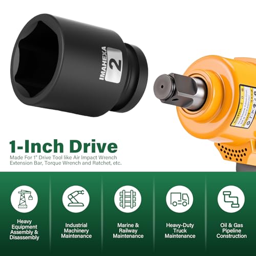 1" Drive Shallow Impact Socket,2 Inch SAE Jumbo Socket,CR-MO 6 Point for Easy Removal of Large Axle Nut（SAE) - size: 1 Inch Shallow 2", style: 1"Drive Shallow Impact Socket