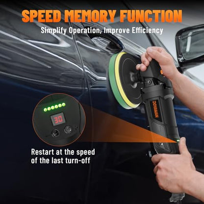 PLS03A Buffer Polisher Kit for Car, 12.5 Amp 6 Inch/7 Inch Rotary Car Polisher Waxer, 6 Variable Speed 1000-3000rpm, Detachable Handle, Car Polishing Machine for Car Detailing, Polishing and Waxing