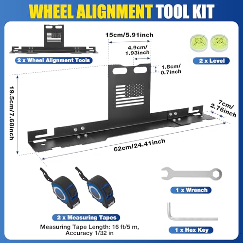 Loyala Wheel Alignment Tool with 2 Measuring Tapes 2 PCS Toe Alignment Tool Plates Camber Alignment Tool for Automotive Truck SUVs RV Tire Repair Home Use Automotive Tools