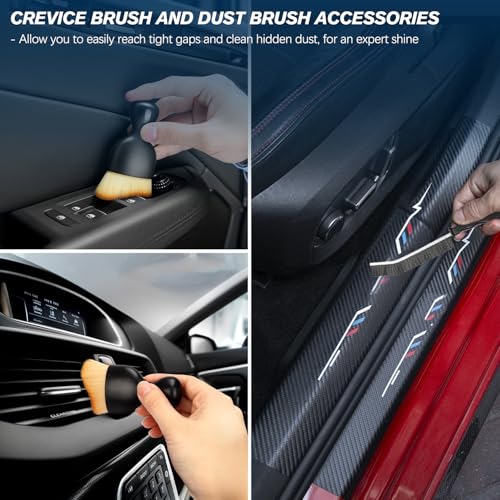 Car Detailing Brushes Set, 8-Piece Auto Detail Cleaning Brush Tool Kit in Soft/Middle/Hard, Crevice Brush, Dust Brush for Car Interior & Exterior, Leather, Air Vents, Emblems, Wheels Wash & Care - style: STYLE-B