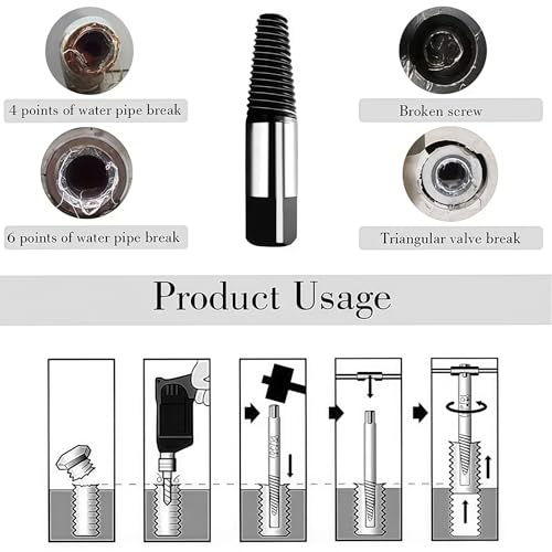 6-PCS Screw Extractor Set - Easy Out Broken Bolt Remover Kit with Drill Guide, Damaged Screw Extraction Tools for 3-9mm Bolts (Hardened Steel, Reverse Thread Design)