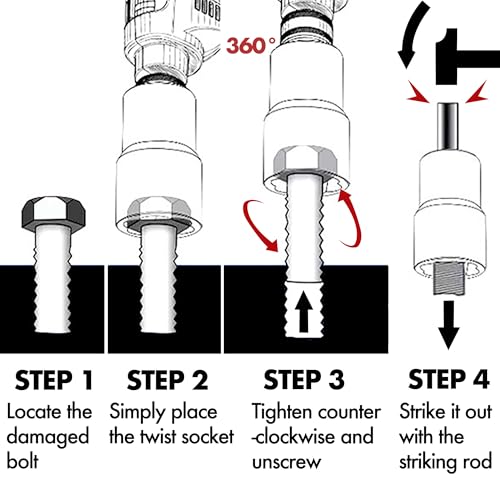 16PCS Bolt Extractor Kit 3/8" Drive Lug Nut Remover Socket Set for Stripped, Damaged Screws, Rounded Bolts and Fasteners (Included 3/8" Hex adapte and 1/2" Adapter) - style: 3/8" Drive-16PCS