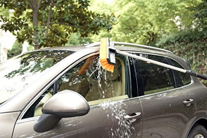 CARCAREZ 15" Flow-Thru Bi-Level Car Wash Brush Head Fits for RV Cleaning with Feather-Tip Bristles Orange