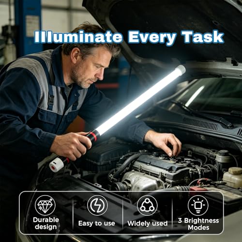 Bendable LED Work Light 28.7” Rechargeable 3 Modes Inspection Light | Bendable LED work light provides flexible lighting for tight and hard-to-reach areas