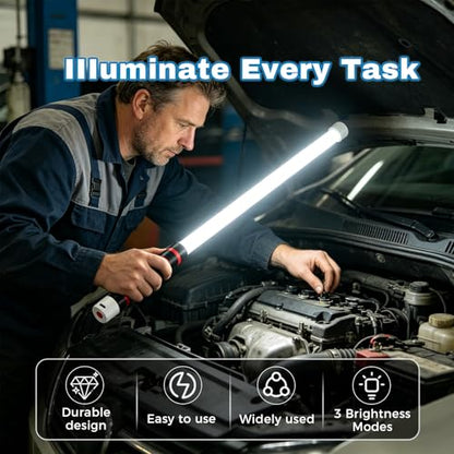 Bendable LED Work Light 28.7” Rechargeable 3 Modes Inspection Light | Bendable LED work light provides flexible lighting for tight and hard-to-reach areas