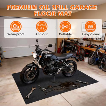 Grefinity Oil Spill Mat, 36" x 60" Oil Mat for Driveway, Under Car Pad for Garage Floor, Protects Against Oil, Chemicals & Stains with TPE Anti-Leak Backing, Reusable & Washable - size: 36"x60"