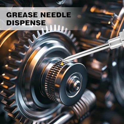 7 PCS Grease Gun Needle Tip Kit, Including 5 Grease Needle Nozzles 1 Dispenser 1 Rubber Nipple Adapter, Auto Tip Fitting Injector Tool Accessories Set for Small and Confined Spaces