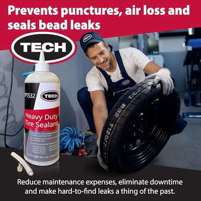TECH Heavy Duty Tire Sealant - Preventing Flats & Sealing Punctures up to 1/2 Inch, Repairs Leaks in Tubeless Systems & Rims, Ideal for Off-Highway Use, Tube & Tubeless Tire Sealant Puncture Repair