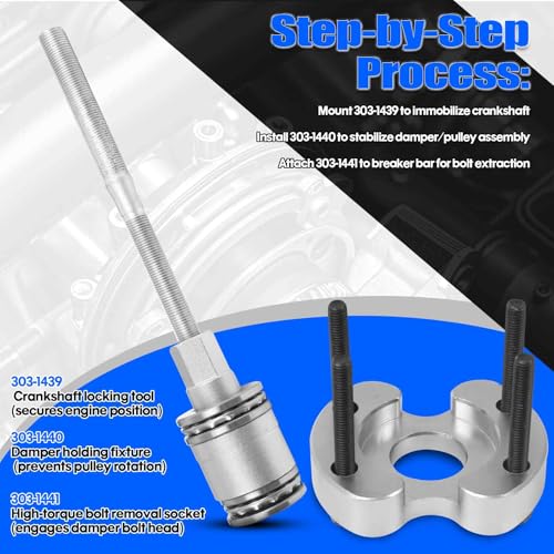 Crankshaft Pulley Removal Tool Kit Fit for 2009-2018 Jaguar Land Rover 3.0L V6/5.0L V8, Replaces 303-1437 303-1438 303-1439 303-1440 303-1441