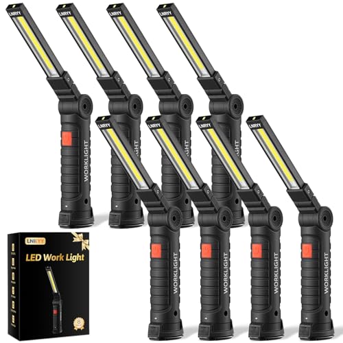 LNRYY 8Pack Rechargeable Magnetic LED Work Light/Flashlight for Mechanics | 360° Rotation, 5 Modes, Super Bright, Tail Hook, Compact, for Car Repairing, Emergency, Workshop, Garage, Gifts for Father - size: 8Pack