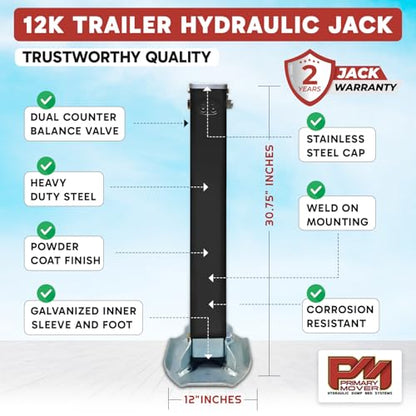 Hydraulic Trailer Jack (24,000 lb) Power Jack 12K x 2 Double Acting, Lift Trailer Jack Stand & Hydraulic Power Unit with (Hydraulic Jack with Bracket) (24k Jack Weld On) - style: 24k Jack Weld On