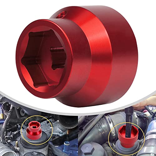 Oil Filter Socket 24mm / 36mm Reversible Fuel Filter Cap Remover and Installer Assistant Compatible with 6.0L / 6.4L Ford Powerstroke Diesel 2003-2010(red) - color: red