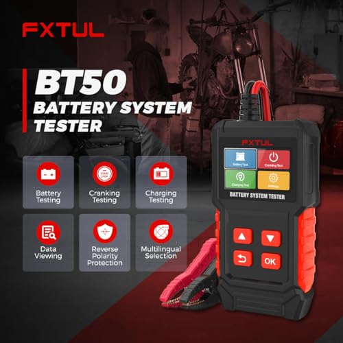 BT50 12V Battery Tester, 20-2000 CCA Load & Charging System Analyzer | Cars, Motorcycles, ATVs, Lawn Mowers, Boats & RVs, Powersports , AGM GEL EFB Compatible, Color Screen Diagnostic Tool