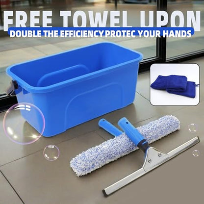 Window Washing Kit,Window Cleaning Squeegee Kit with Bucket | Professional window washing equipment,Squeegee for Window Cleaning,window squeegee for home Outdoor Car Commercial Use - size: 17.7"L x 10.04"W x 7.48"H