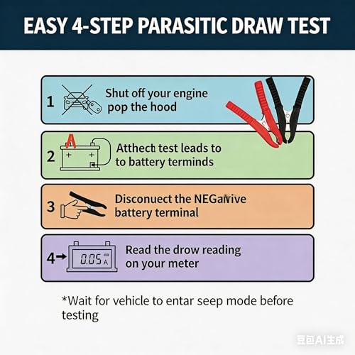 Automotive Parasitic Draw Tester, Car Battery Leakage Detector with Fuse Adapter, Safe No-Disconnect Current Leak Finder Diagnostic Tool for Vehicles, Trucks & SUVs