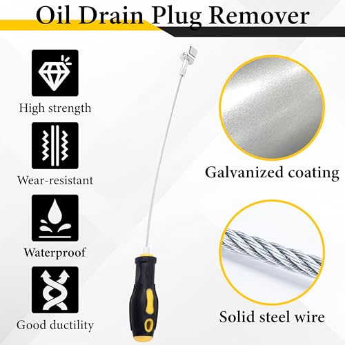 Magnetic Oil Drain Plug Remover Tool, Oil Drain Plug Remover Instrument | Strong Magnetic Drain Plug Tool, Anti Scald Sump Plug Removal Tool, Universal Flexible Oil Plug Removal Tool (14 Inch)