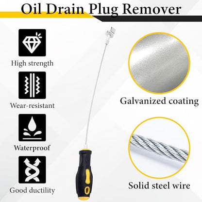 Magnetic Oil Drain Plug Remover Tool, Oil Drain Plug Remover Instrument | Strong Magnetic Drain Plug Tool, Anti Scald Sump Plug Removal Tool, Universal Flexible Oil Plug Removal Tool (14 Inch)