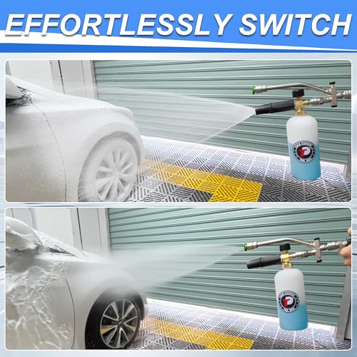 Tool Daily Foam Cannon with Dual Connector Accessory, 1/4 Inch Quick Connector, 5 Pressure Washer Nozzle Tips, 1 Liter - style: Foam Cannon with Dual Connector