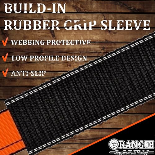 ORANGEE® Wheel Chock Tie Down Kit with Rubber Grip Sleeve for Trailer E Track System for ATV, UTV, Lawn Mower & Small Tractor and More Working Load 1500lb…