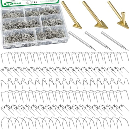 1206PCS Plastic Welding Kit with Storage Box, 0.6mm 0.8mm Hot Staples, Soldering Iron Gun Tips and Triangular Copper Head Welder Accessories for Car Bumper Machine Repair