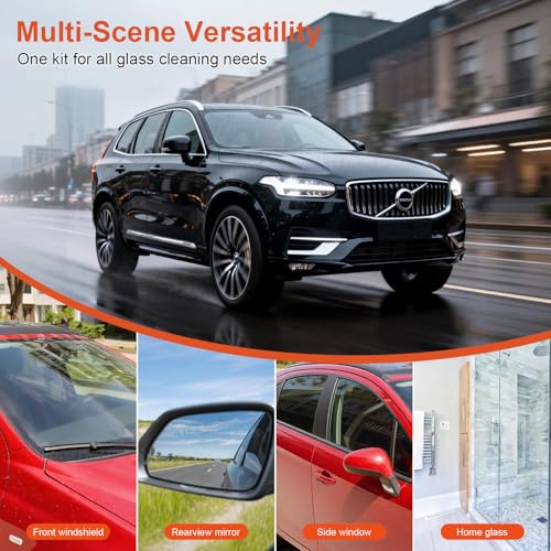 Glass Oil Film Remover for Car, Automotive Oil Film Cleaning Brush for Car Windshields and Windows, Removes Oil Film & Smudges, Improve Windshield Clarity and Visibility for Safe Driving (100ml)