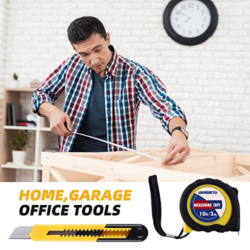 URASISTO 40-Piece Home Tool Kit with Easy Carrying Box, Small Basic Hand Tool Set Perfect for DIY Building, Home Maintenance and Woodworking, Great for College Students - color: Yellow