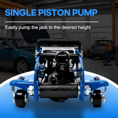 2.5 Ton Floor Jack Low Profile, Heavy-Duty Steel Racing with Single Piston Lift Pump, Lifting Range 3.35"-14.96" （Blue）