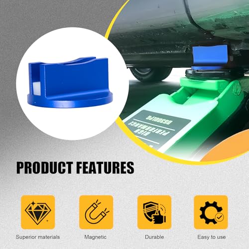 Aluminum Magnetic Jack Pad, 0.47 '' Slotted Jack Pinch Weld Adapter for Car, Universal Car Accessories for Most Automotive Repair (Blue)