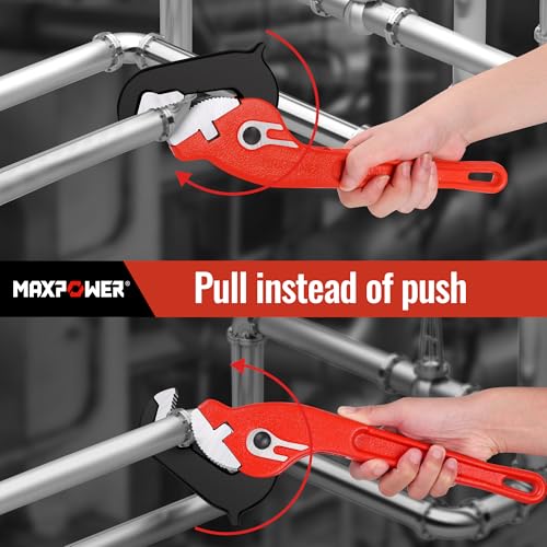 MAXPOWER 14-inch Pipe Wrench, Self-Adjusting Pipe Wrench, Rapid Grip Multi-function Quick Self Adjustable Plumbing Pipe Capacity 0.7"-2" - size: 14"