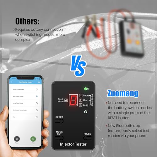 Bluetooth Universal Fuel Injector Tester and Cleaner Kit, 4 Pulse Modes, Bluetooth & APP Control, Compatible with Any Fuel Pressure Tester