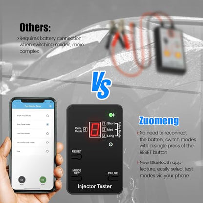 Bluetooth Universal Fuel Injector Tester and Cleaner Kit, 4 Pulse Modes, Bluetooth & APP Control, Compatible with Any Fuel Pressure Tester