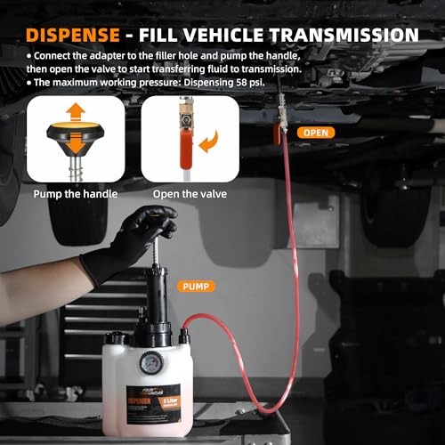 FOUR UNCLES 3L Transmission Fluid Pump Kit with 13 ATF Adapters | 3L Fluid Capacity, 13 ATF Adapters, Pressure Monitoring, Quick Release Valve, Professional Service Kit - size: 3L（13pcsAdapter）